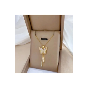 Shinefly Altın Kaplama Kelebek Püskül Kolye-Sevdiklerinize ve kendinize en özel hediye