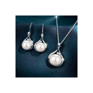 Lovina İnci set Gümüş kaplama kolye ve bileklik 2 li set