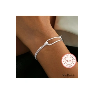 Serenia 925 Gümüş kadın bileklik çift katmanlı bileklik sevdiklerinize ve kendinize en özel hediye