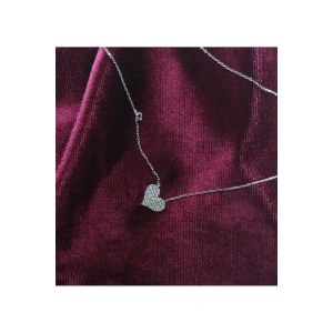 Bonita 925 ayar taşlı kalp zarif kolye sevgiliye verilecek zarif gümüş kolye hediyesi