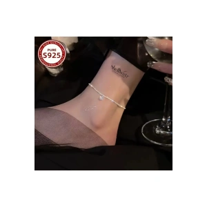 Kadın Halhal CrystalStep Kadın Halhal 925 Ayar Gümüş Tek Taş Şık Hediyelik