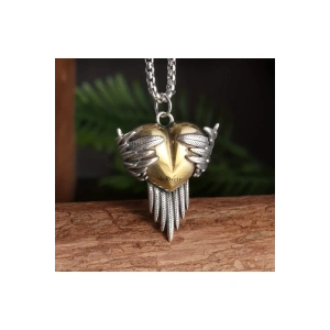 Unisex Kolye Golden Embrace Unisex Kolye 925 Ayar Gümüş Zincir Metalik Tarz