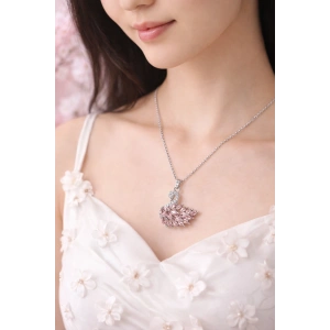 Kadın Kolye Odette Kadın Kolye Parlak Geçişli Kuğu Detaylı Gümüş Zincir Şık