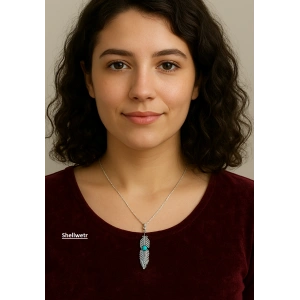 Kadın Kolye Curly Feather Kadın Kolye 925 Ayar Gümüş Zincir Tüy Şık Hediyelik