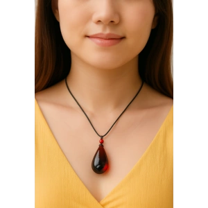 Unisex Kolye Unisex Kolye Ignis Ateş Kehribarı Damla Gözyaşı Tasarım