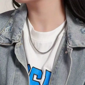 Loft Düz unisex 925 ayar gümüş yılan zincir kolye