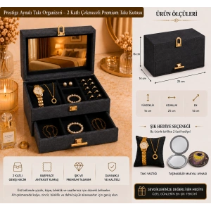 Prestige Aynalı Takı Organizeri – 2 Katlı Çekmeceli Premium Takı Kutusu
