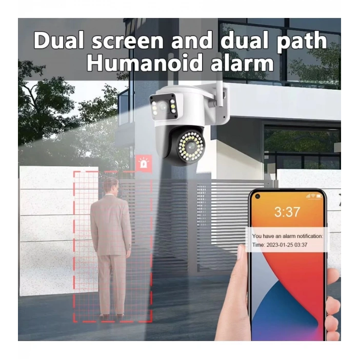 32 Gb Hafıza Kartlı 4mp Yoosee Çift Lens Ip Kamera - Wıfı Otomatik İzleme, Su Geçirmez Kablosuz Güvenlik Ev Kamerası, Renkli Gece Görüş