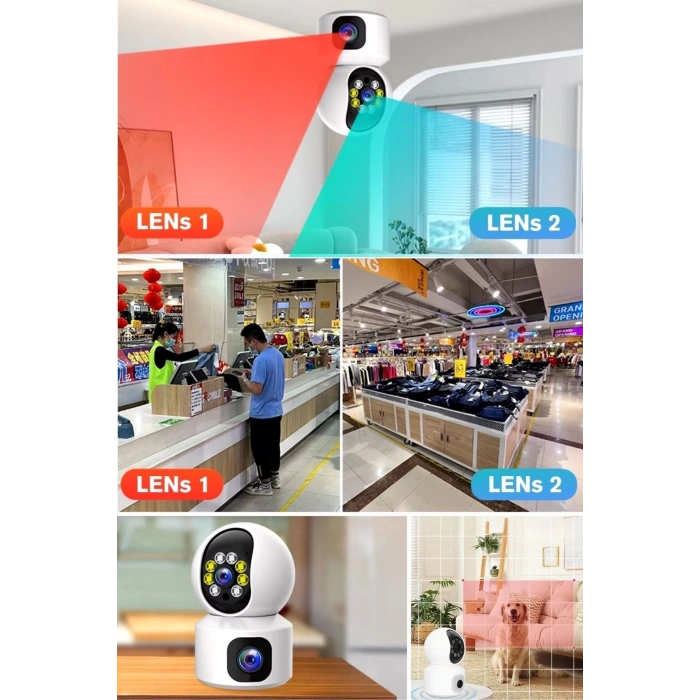 Çift Kameralı Wifi Bağlantılı Gece Görüşlü Ev Tipi Güvenlik Kamerası Yosee