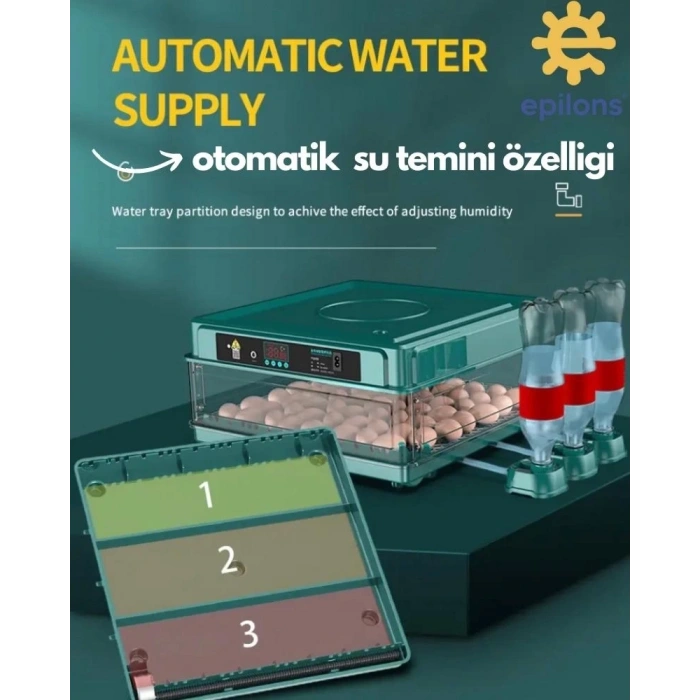 Kuluçka Makinesi 130 Tavuk Yumurtalı Extra Yedek Motorlu İncubator