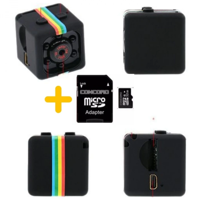 Mini SQ11 Kamera Full Hd Mikro Araç Kamerası Gece Görüşlü Taşınabilir Güvenlik Kaydedici 32gb Hafıza Kartı Hediyeli