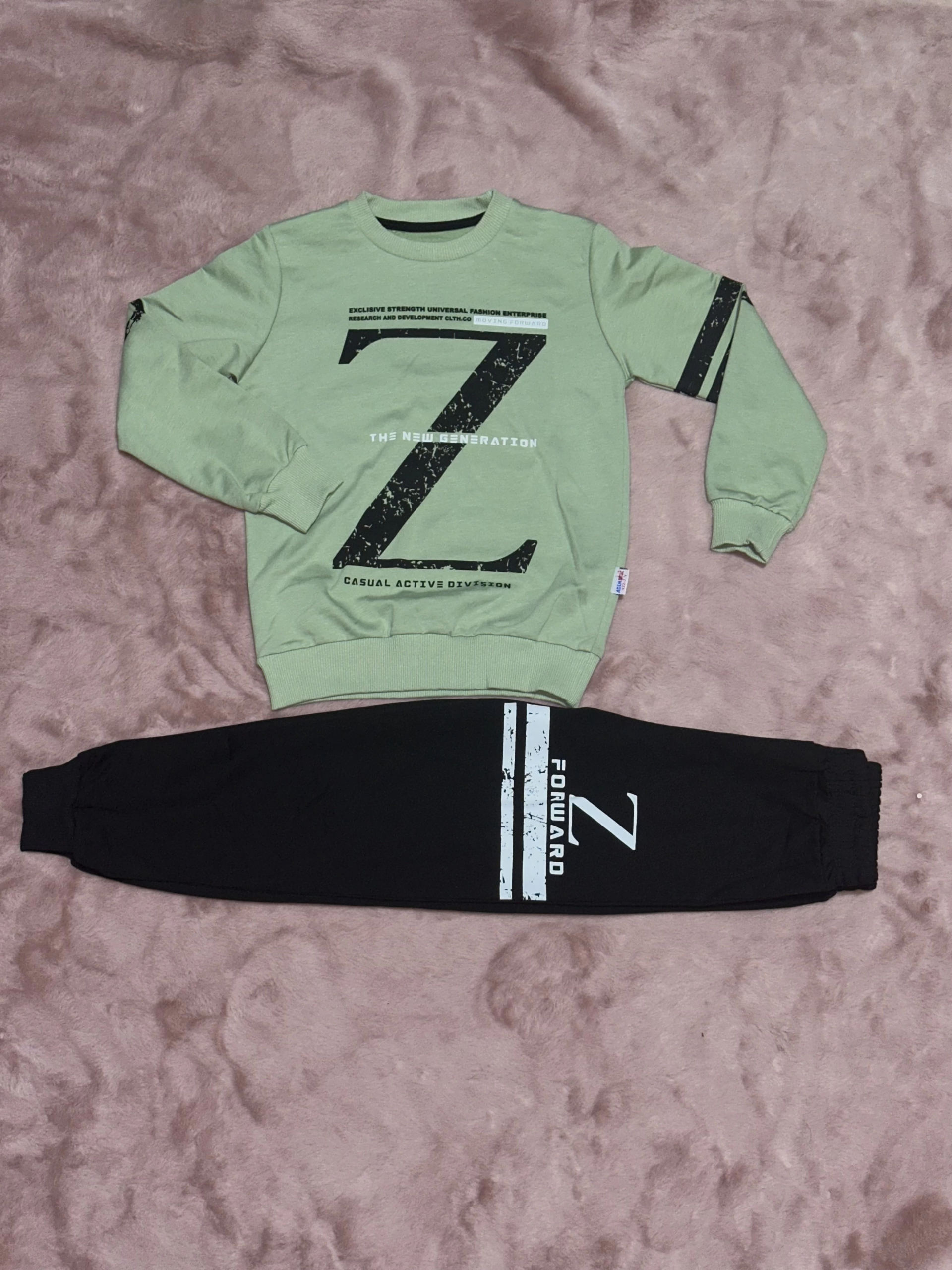 3-9 yaş z baskılı alt üst takım siyahmint erkek çocuk