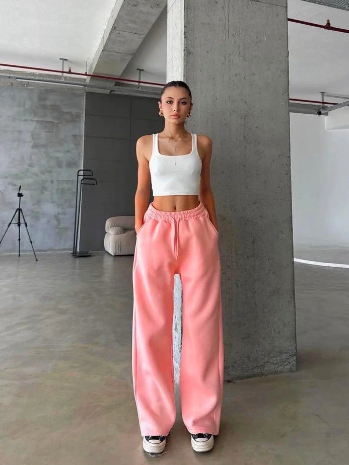 3 iplik şardonlu oversize eşofman somon - L