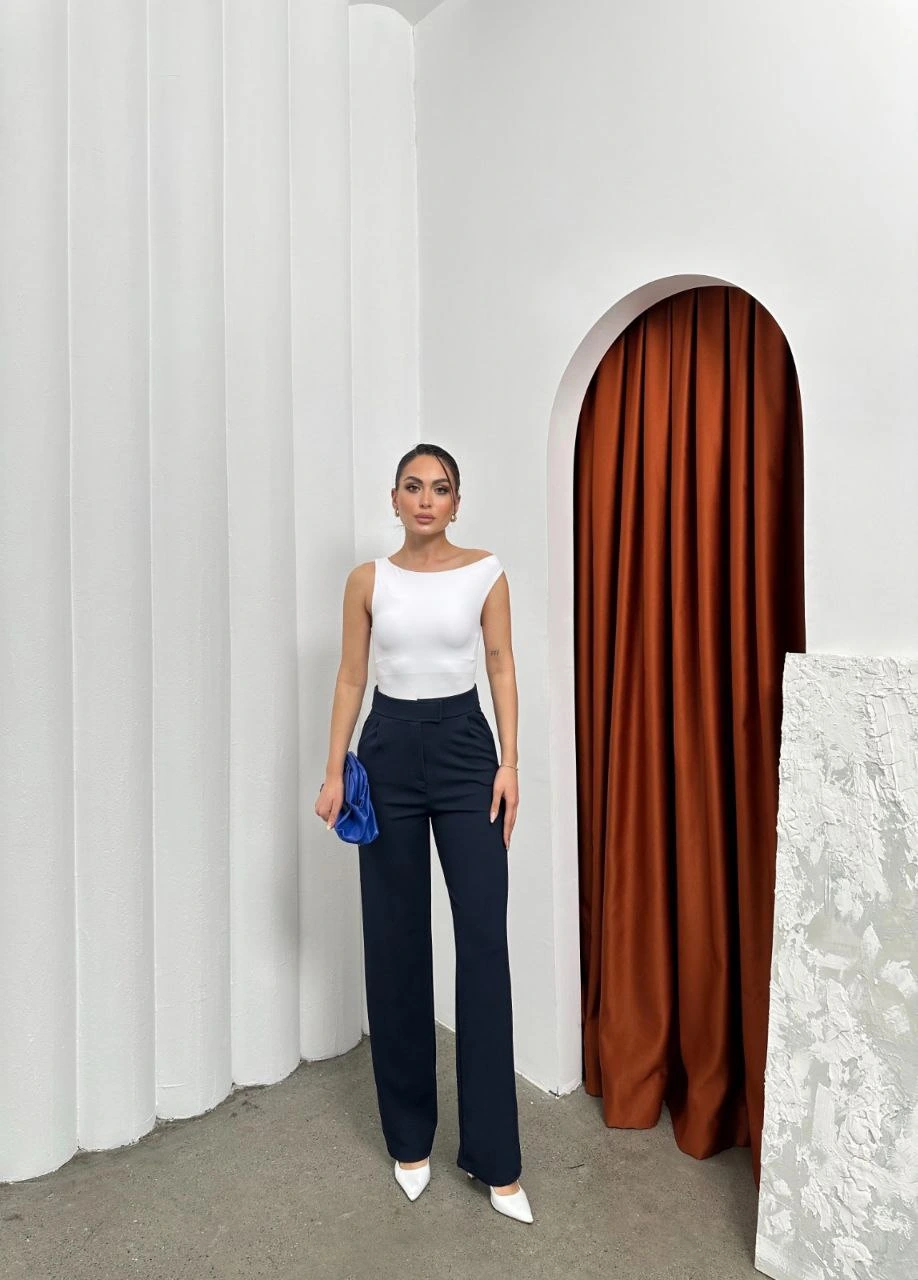 Cırtlı pantolon krep lacivert pt - 2