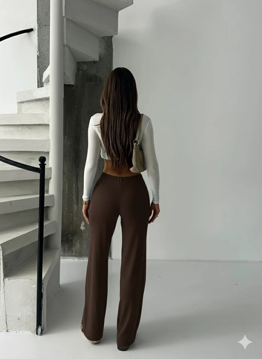 Fit comfort bej salaş pantolon kahve A6011 - 2