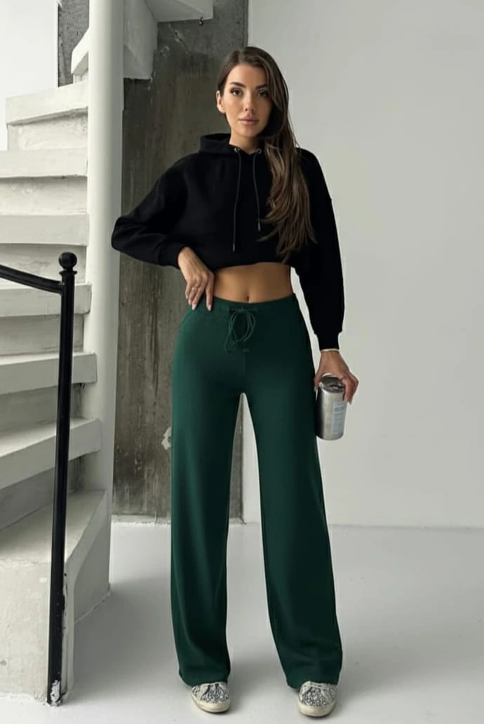 Fit comfort bej salaş pantolon petrol yeşili A6011 - 2