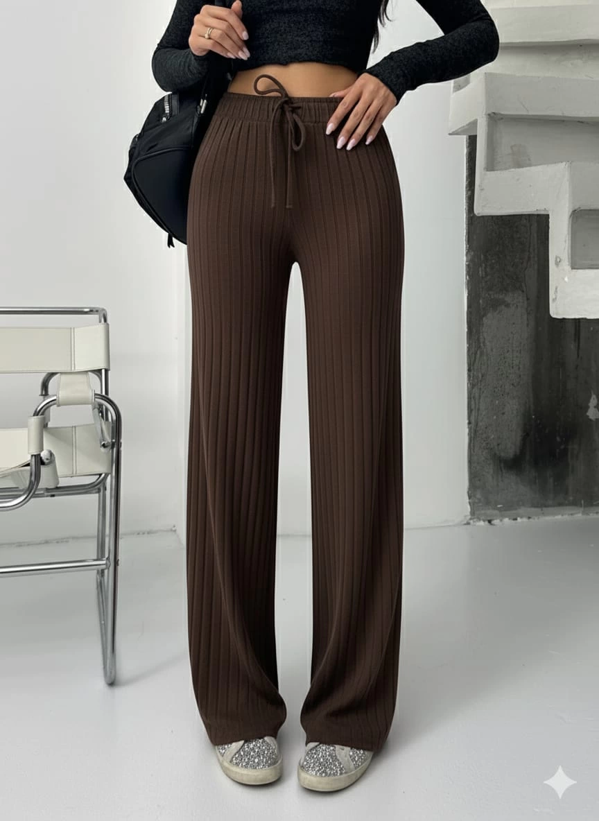 Fitilli şardonlu pantolon kahve a4058