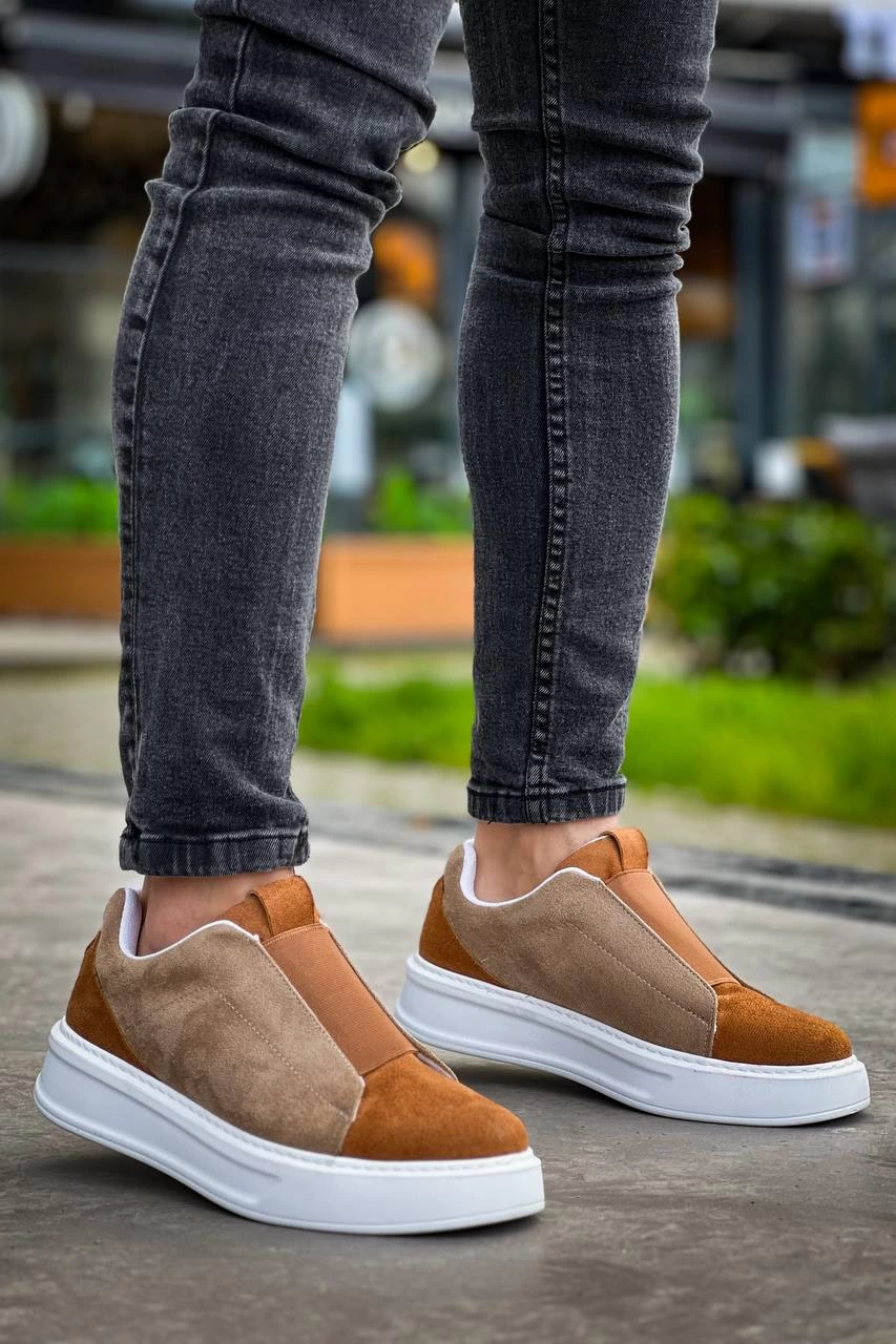 KB-007 Kuback Vizon Taba Yüksek Taban Tek Bant Bağcıksız Günlük Erkek Ayakkabı