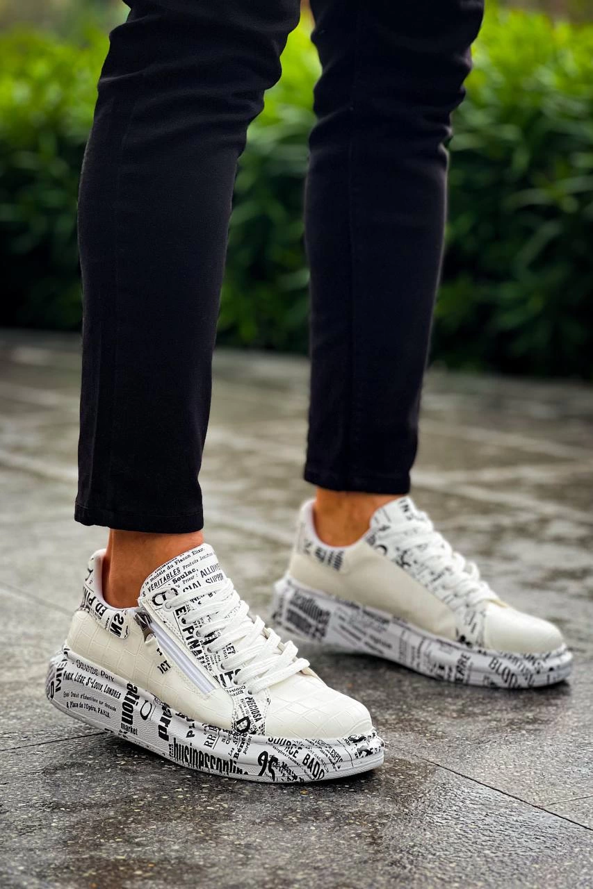 KB-02 Kuback Bağcıklı Crocodile Beyaz Gazete Günlük Erkek Ayakkabı