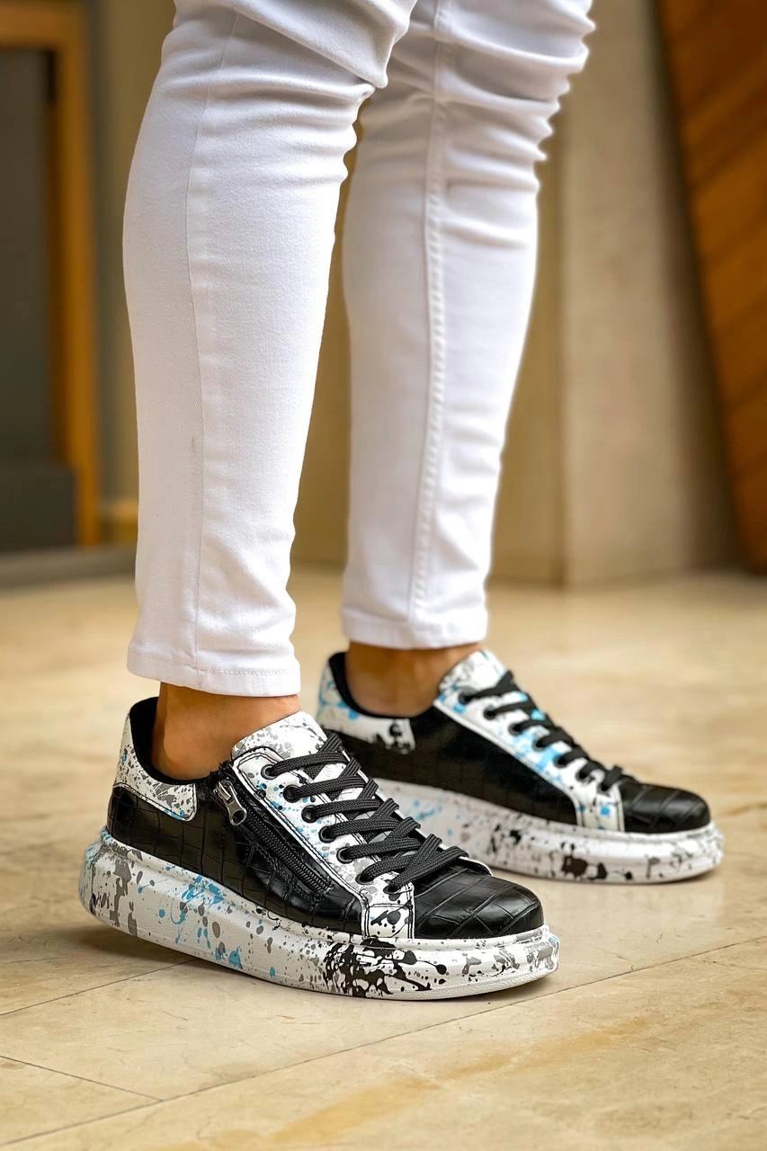 KB-02 Kuback Bağcıklı Crocodile Siyah Mavi Günlük Erkek Ayakkabı