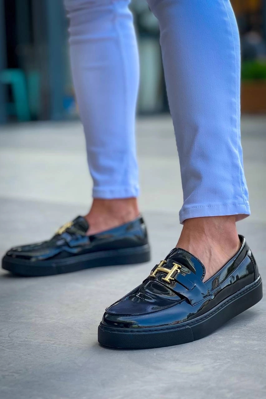 KB-027 Kuback Bağcıksız Kömür Rugan H Günlük Erkek Ayakkabı