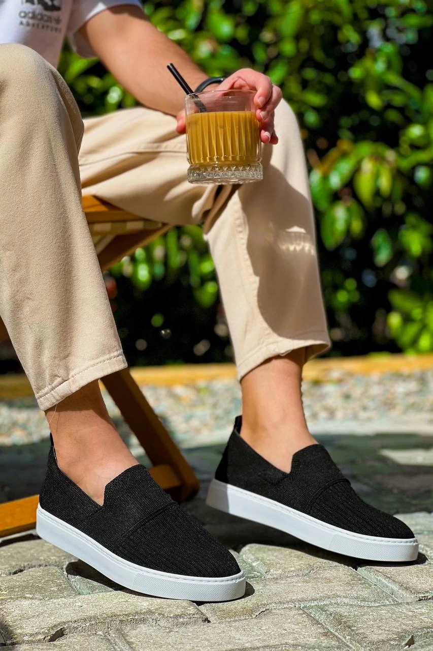 KB-114 Kuback Siyah Triko Yüksek Taban Bağcıksız Günlük Erkek Ayakkabı