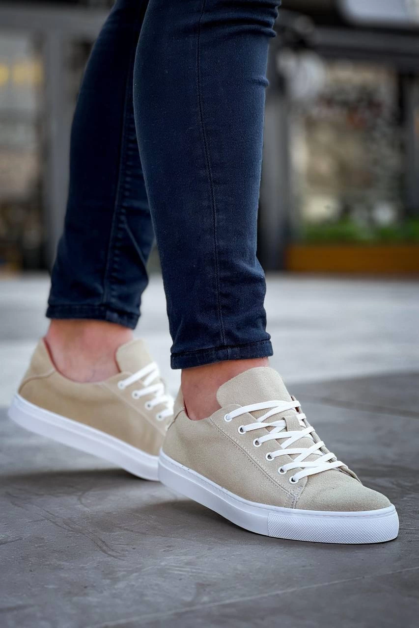 KB-122 Kuback Bej Süet Yüksek Taban Bağcıklı Günlük Erkek Ayakkabı