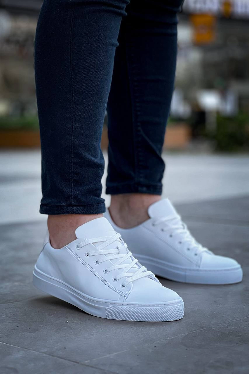 KB-122 Kuback Beyaz Cilt Yüksek Taban Bağcıklı Günlük Erkek Ayakkabı