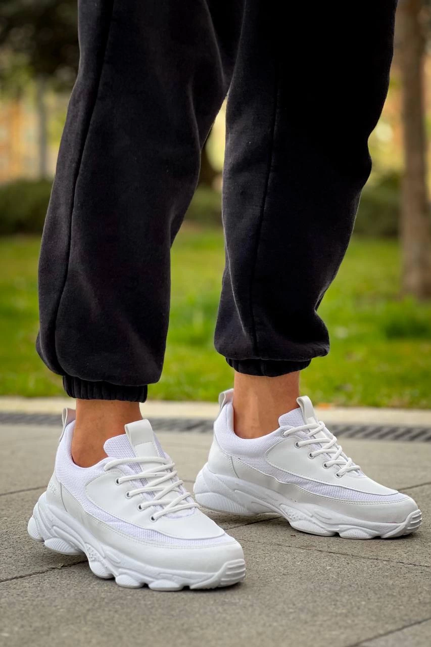 KB-707 Kuback Beyaz Cilt Yüksek Taban Bağcıklı Günlük Erkek Ayakkabı