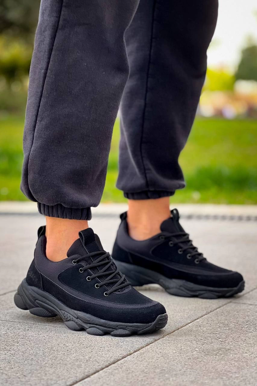 KB-707 Kuback Siyah Süet Siyah Yüksek Taban Bağcıklı Günlük Erkek Ayakkabı