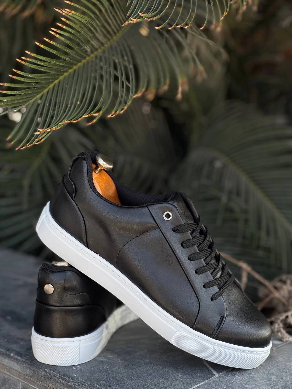 KB-BX1 Kuback Siyah Cilt Yüksek Beyaz Taban Günlük Erkek Ayakkabı