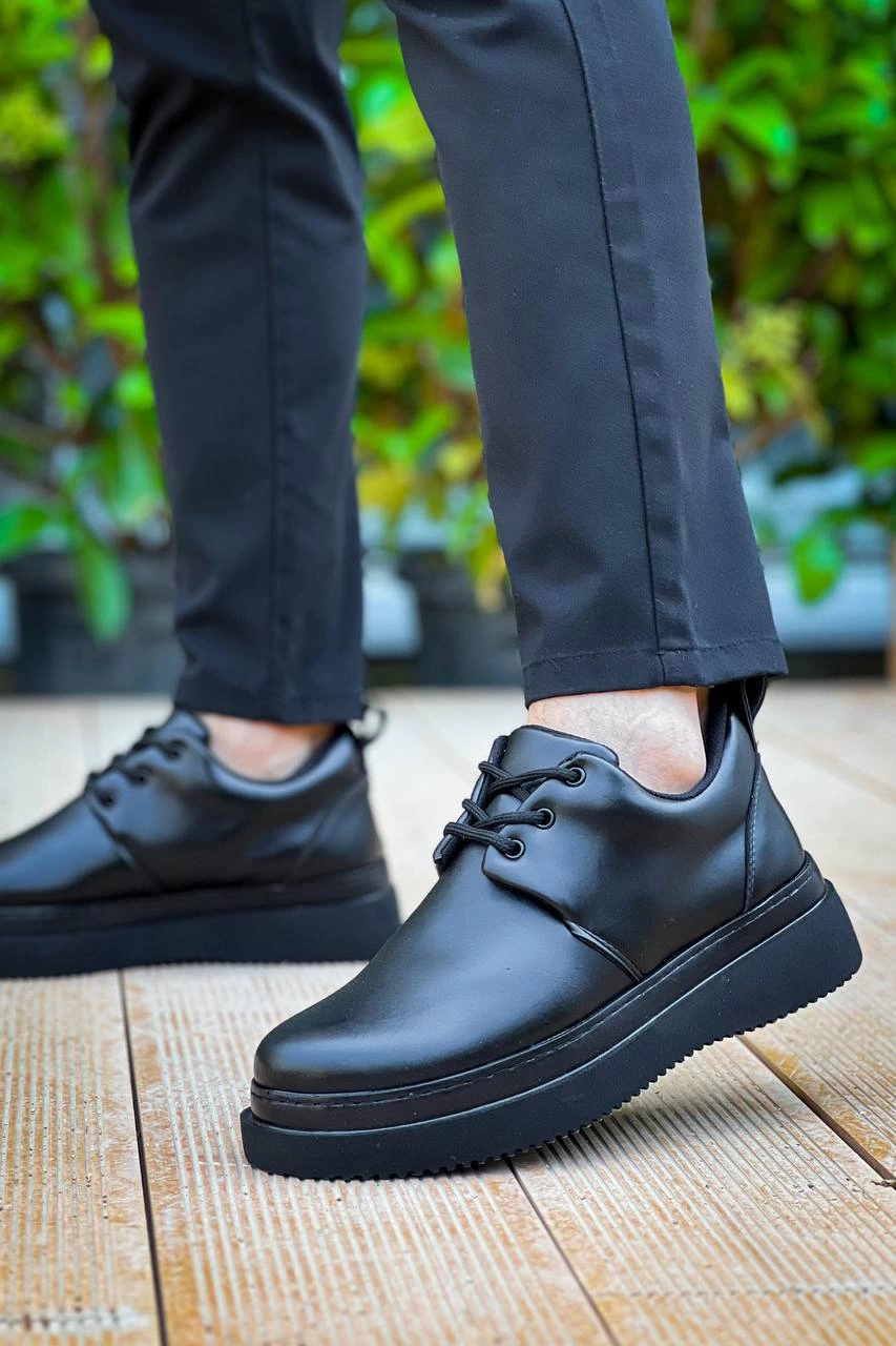 KB-X3 Kuback Siyah Cilt Siyah Taban Bağcıklı Günlük Erkek Ayakkabı