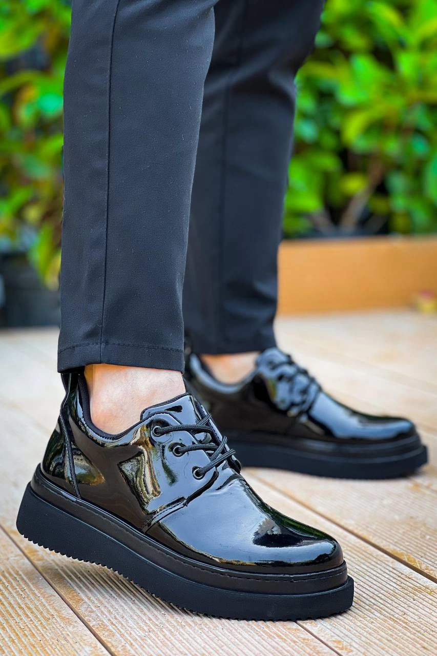 KB-X3 Kuback Siyah Rugan Siyah Taban Bağcıklı Günlük Erkek Ayakkabı