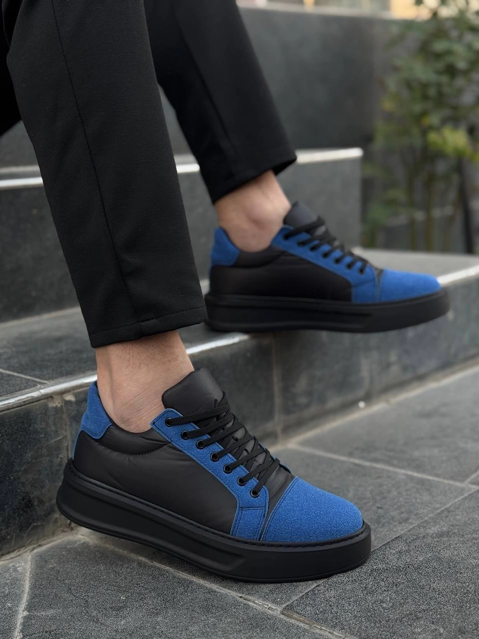 KB-X46 Kuback Siyah Sax Mavi Yüksek Siyah Taban Günlük Spor Ayakkabı