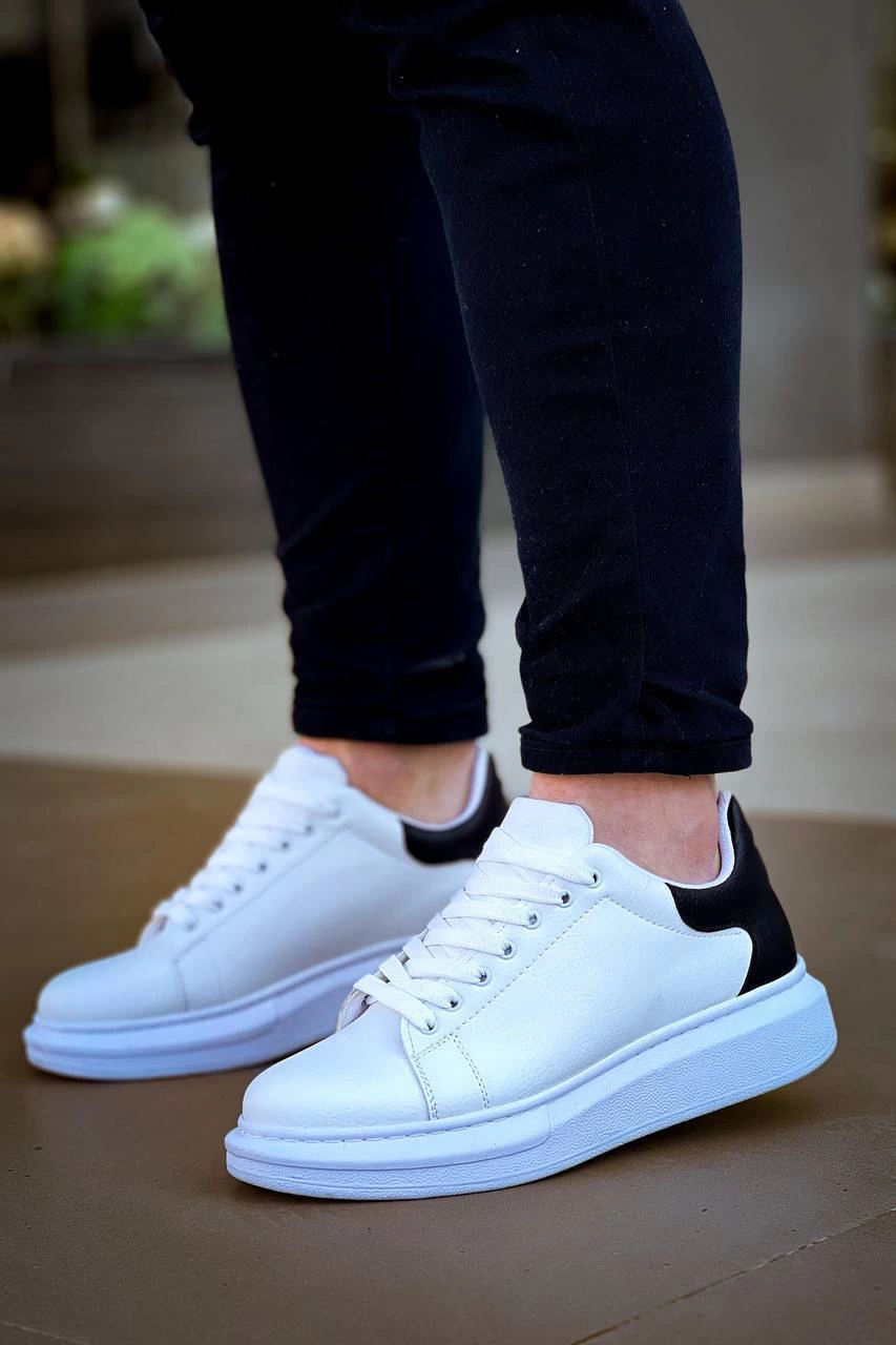 KB-X500 Kuback Bağcıklı Beyaz Siyah Günlük Erkek Ayakkabı