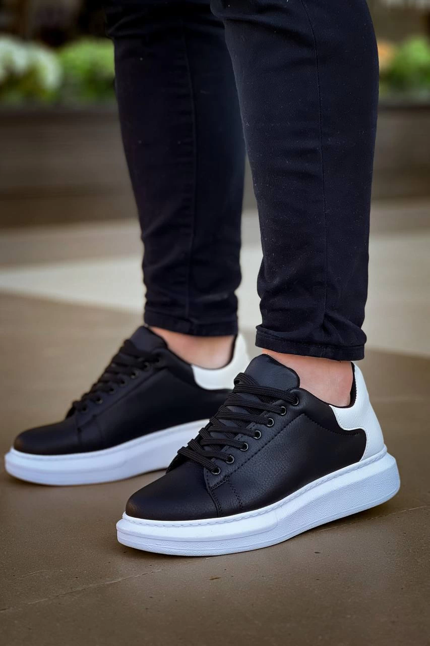 KB-X500 Kuback Bağcıklı Siyah Beyaz Günlük Erkek Ayakkabı