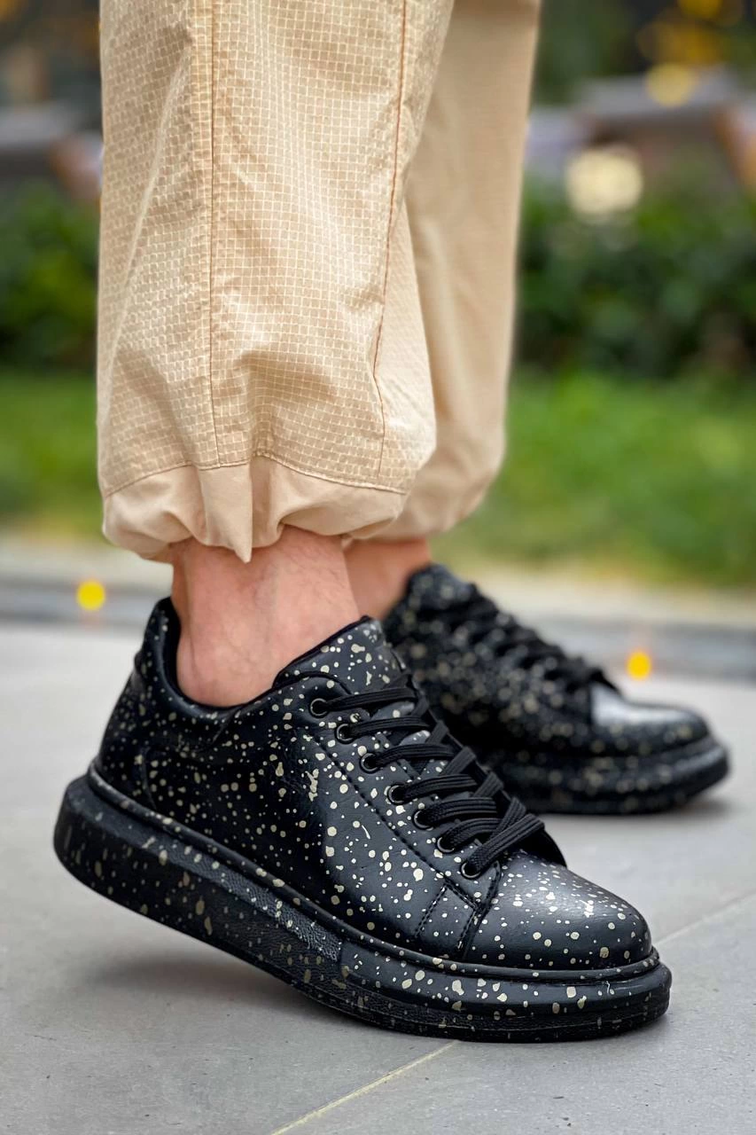 KB-X500 Kuback Siyah Gold Bağcıklı Günlük Erkek Ayakkabı