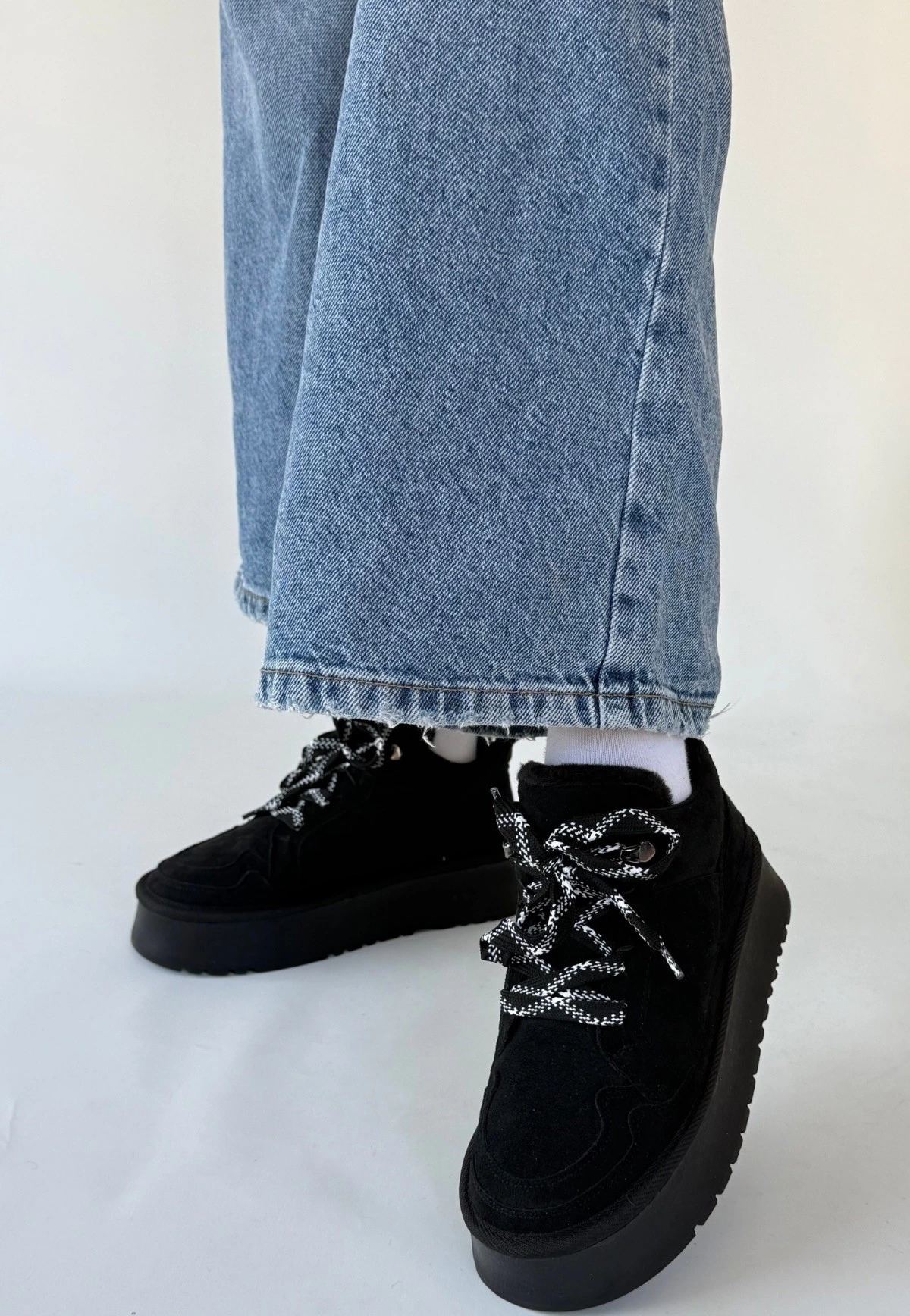 Muden Siyah Süet Bağcıklı Bot