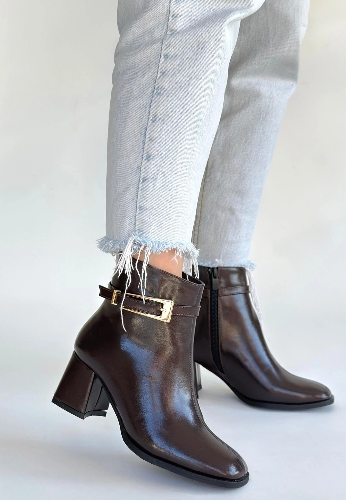 Rivav Acı Kahve Rugan Topuklu Bot - 41