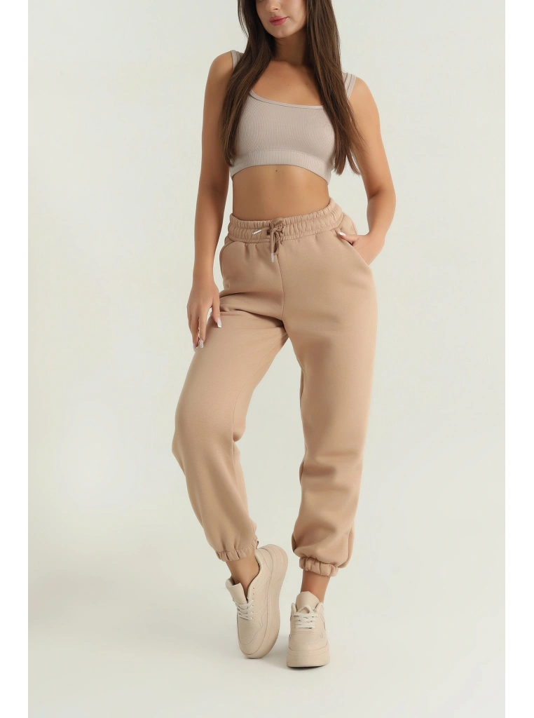 3 iplik şardonlu paça lastikli eşofman bisküvi is001