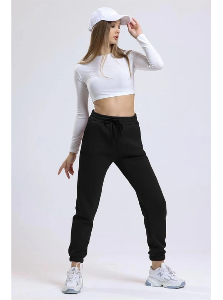 3 iplik şardonlu paça lastikli eşofman siyah is001