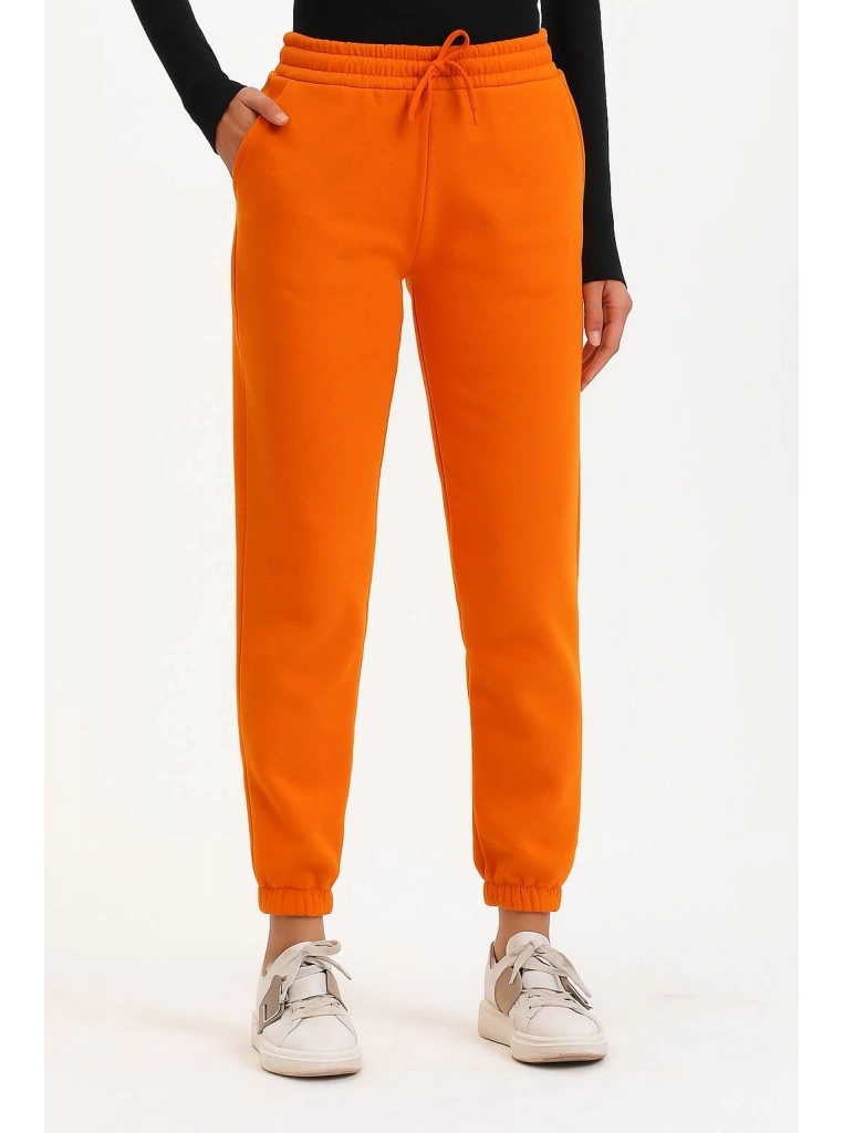 3 iplik şardonlu paça lastikli eşofman turuncu is001