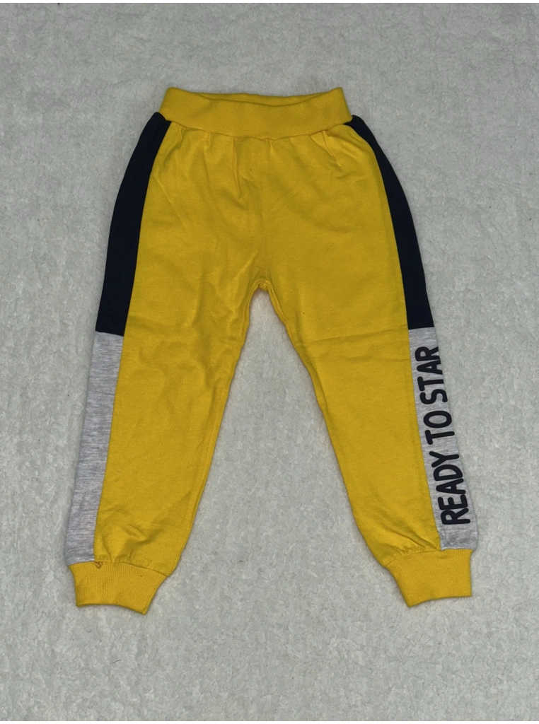 4-6-7 yaş erkek çocuk eşofman diz altı detaylı ek parça sarı