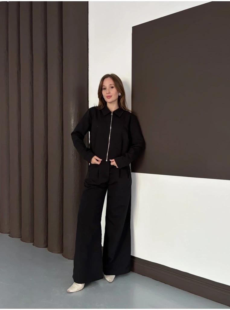 Trenç takım alt üst siyah ons