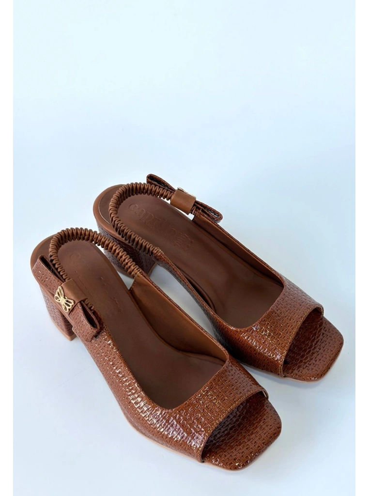 Alessi Kahve Rugan Topuklu Ayakkabı