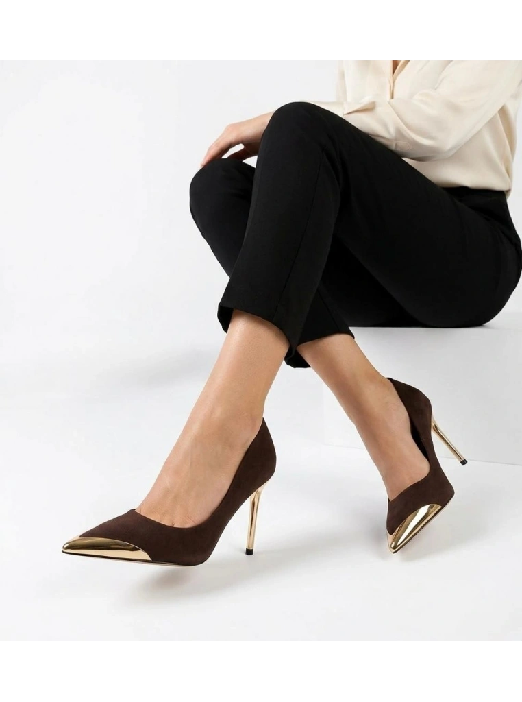 Alis Kahverengi Saten Stiletto Ayakkabı
