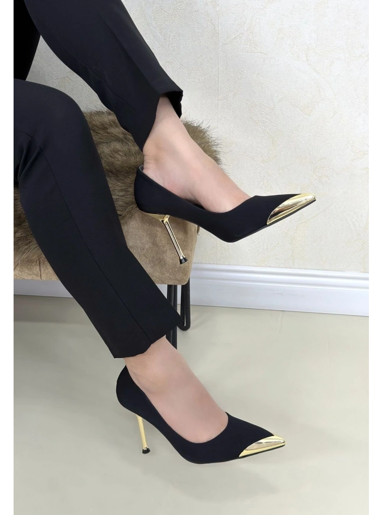 Alis Siyah Saten Stiletto Ayakkabı