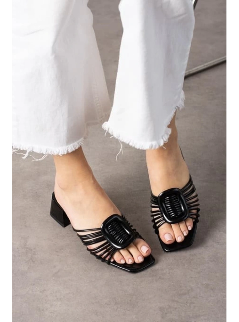 Anca Siyah Rugan Topuklu Terlik