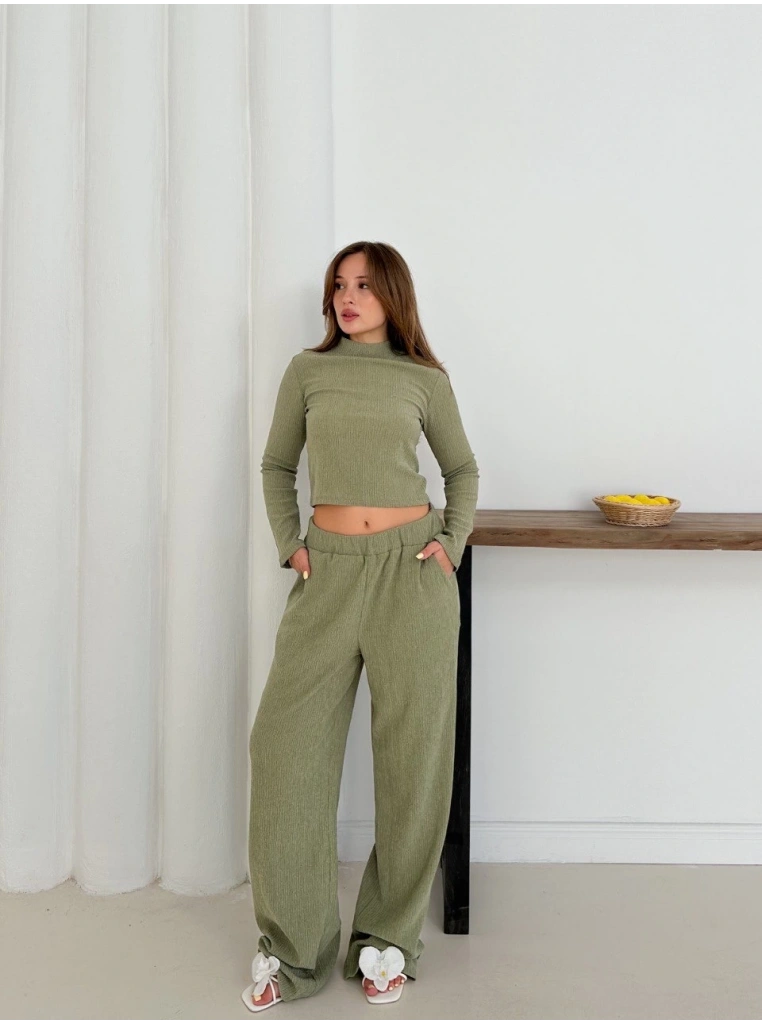 Balıkçı yaka örme takım mint st265865