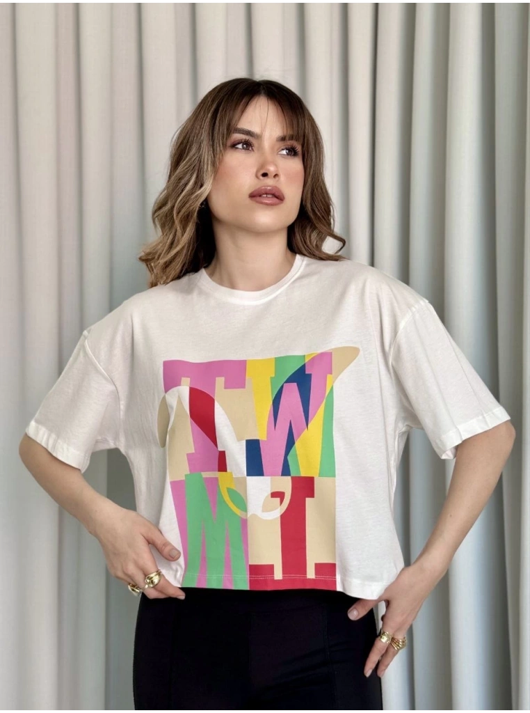 Baskılı crop tişört